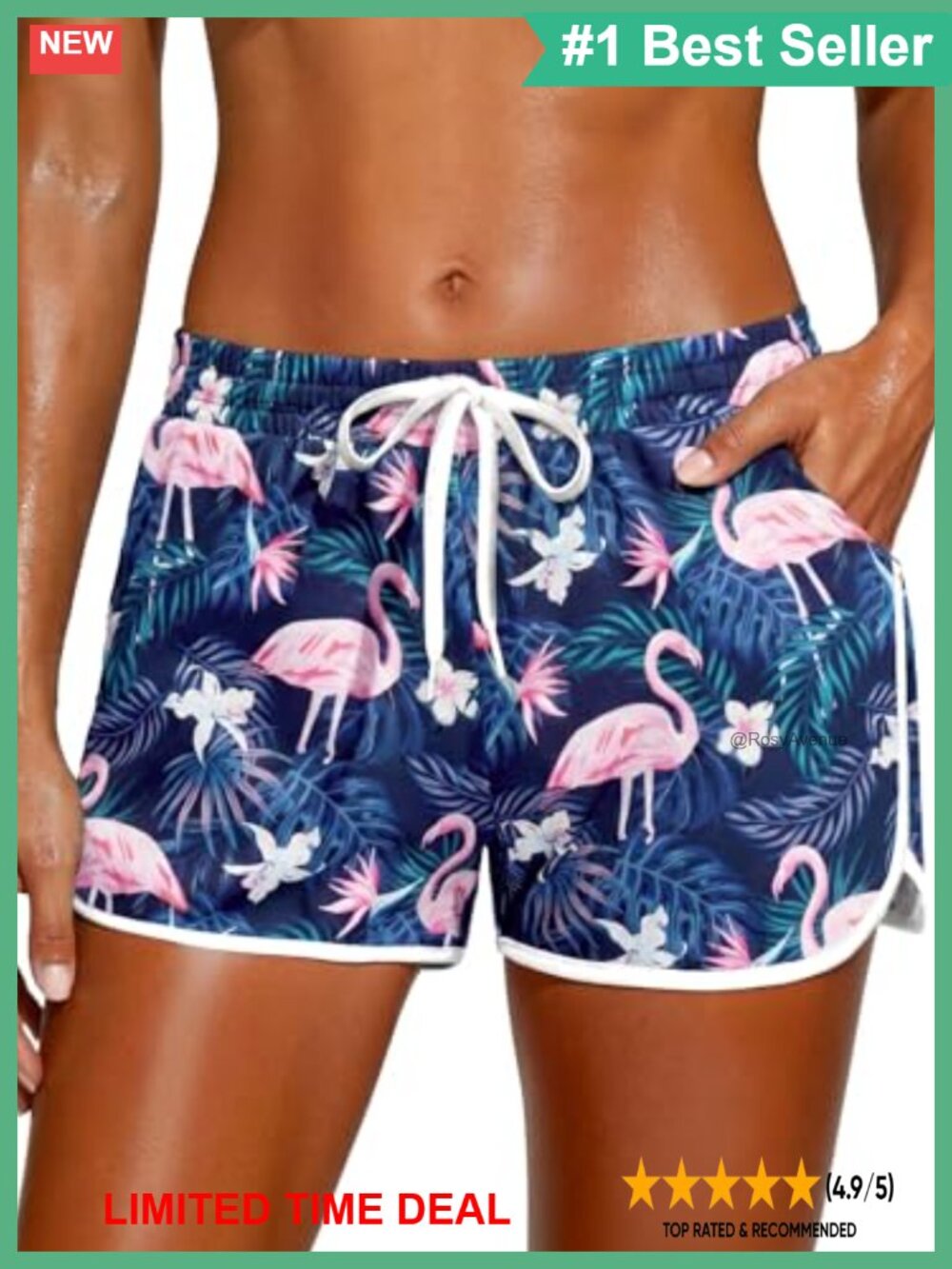 Women's Quick Dry Board Shorts with Pockets Drawstring Waist